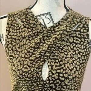 Michael Kors Black and Gold Patterned Tank Top